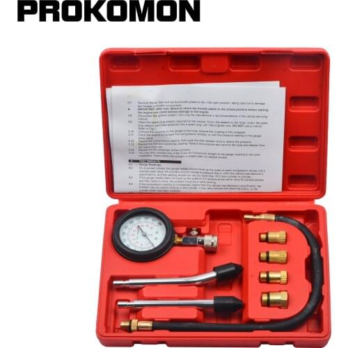 8 Pcs Engine Cylinder Compression Tester Gauge M10, M12, M14, M18 Auto Truck Car