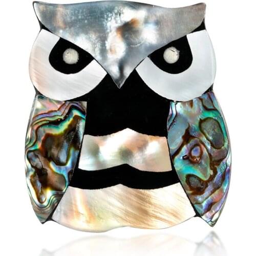 Abalone Shell Owl Brooches Vintage Cute Birds Brooch Pins Badges For Women Men Unique Animal Banquet Jewelry Gifts AG112