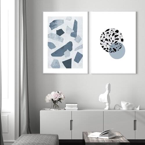 Abstract Geometric Poster Nordic Wall Art Canvas Painting Minimalist Style Home Decoration Living Room Scandinavian Blue Picture