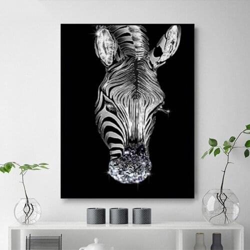 5D Diy Diamond Painting Cross Stitch Kits Zebra Diamond Mosaic Hobby Diamond Embroidery Rhinestone Nordic Black and WhiteZP-1136