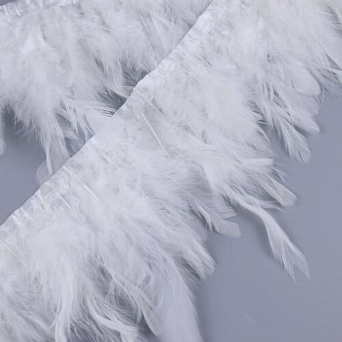 White Pheasant Chicken Feather Ribbon 8-12 cm Natural Rooster Decorative feathers for Crafts Wedding Dresses Fabric Sewing Decor