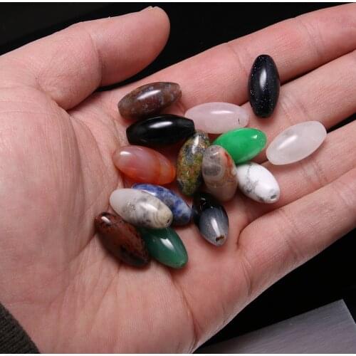 Mixed 10pcs / Lot Semi-precious Stone Pendant Necklace Reiki Healing Natural Stone Amulet DIY Jewelry Gift Size 10x14mm