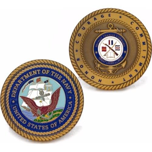 Antique gold coins cheap Zinc Alloy 3D navy Coin cheap custom oem plating old gold military coins