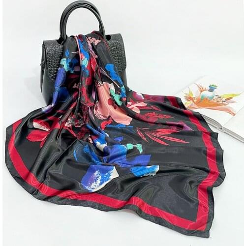 Design Print Silk Scarf Square Women Office Neckerchief Print Headband Pashmina Shawl Wrap Bandana Foulard Female Spring Scarves