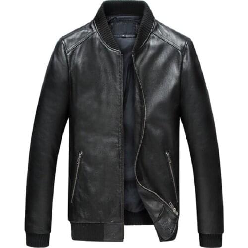 Factory Men Genuine Leather Coats Real Sheep skin Brand Black Male Bomber Motorcycle Biker Mans Coat Autumn Spring