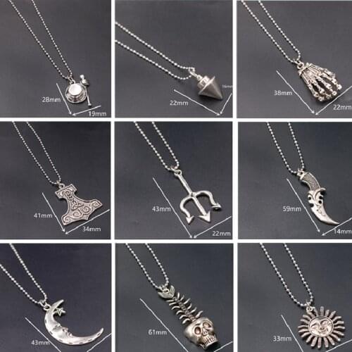 Harajuku Street Hip Hop Style Sun Moon Magic Scepter Necklace DIY Charms Jewelry Punk Robot Skull Viking Tomahawk Beads Necklace