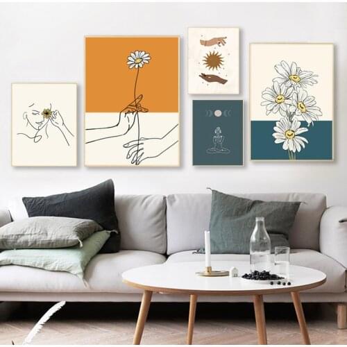Modern Abstract Watercolor Line Figure Flower Picture Bedroom Living Room Printing Poster Home Wall Art Decor Canvas Painting