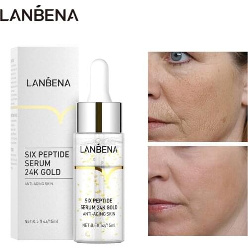 LANBENA 15ml Hyaluronic Acid Six Petides Collagen Face Serum Vitamin C Whitening Shrink Pore Essence Anti Aging Skin Care