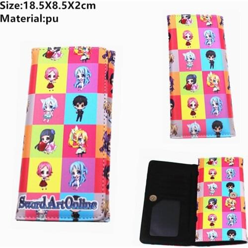 Anime Sword Art Online SAO PU Wallet Button ID Card Holders Layers Leather Purse Boys Girls Students Coin Cartoon Moneybag Cute