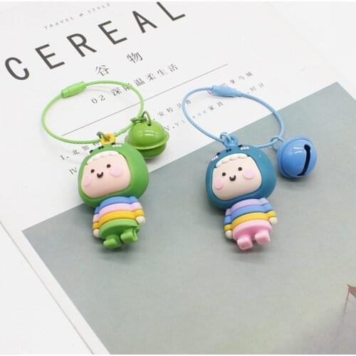 Creative Cute Cartoon PVC Soft Rubber Small Dinosaur Keychain Child Pendant Small Bell Coil Key Ring Lovers Gift Jewelry