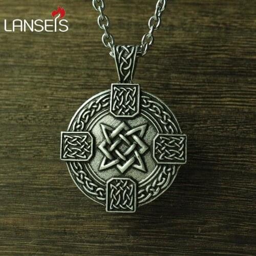 Lanseis 10pcs viking men necklace pendant slavic Ruth Cross pendant small Svarog square talisman pagan jewelry