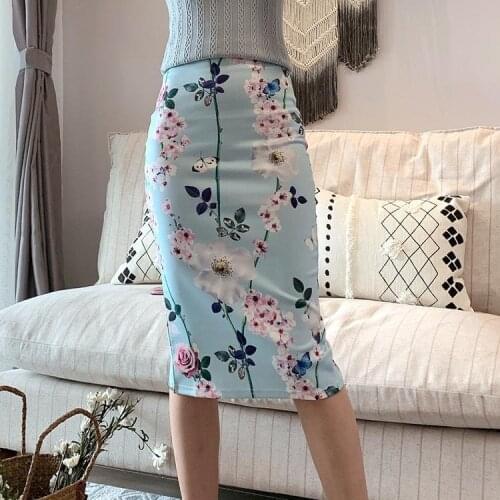 Summer New Preppy Style High Waist Skirt Printed Skirt Elastic Woman Skirts Mujer Faldas Saias Mulher Woman Skirts Faldas Jupe