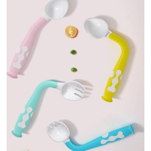 Baby Bendable Spoon Infant Meal Training Spoon with Sucker Food Supplement Spoon Child Rice Flour Spoon Kids Tableware