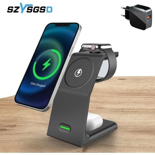 Qi Wireless Charger Stand For iPhone 12 /11 Wireless Charging for Apple watch 6 and Airpods Pro Wireless fast Charge for Samsung