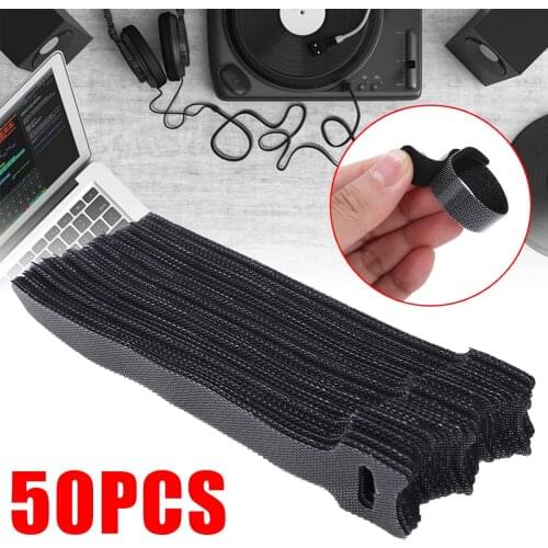 50Pcs/lot 15cm Reusable Cable Tie Nylon Fastener Hook and Loop Strap Cord Ties PC TV Organizer