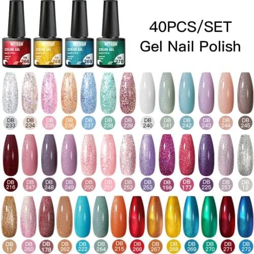 MEET ACROSS Colors Gel Nail Polish 10Pcs Set Semi Permanent UV LED Gel Varnish 8ml for Set Soak Off Nail Kit Set Base Top Coat