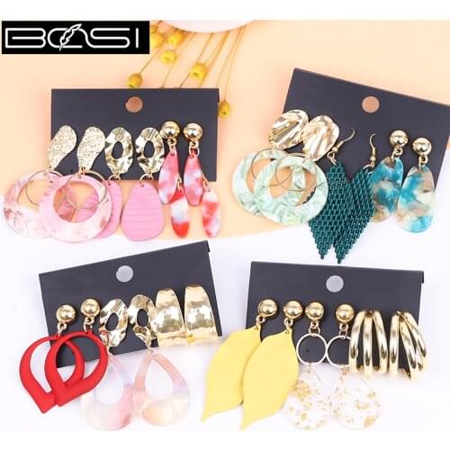 BOSI acrylic set earrings set for women 2021 drop earrings fashion jewelry long hoop boho earrings simple earring girls wholes