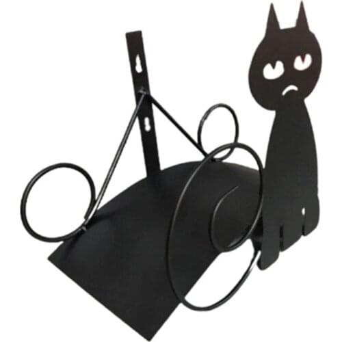 Black Cat Garden Yard Wall Mount Water Hose Hanger Iron Rack for Hose Pipe Decor N1HF