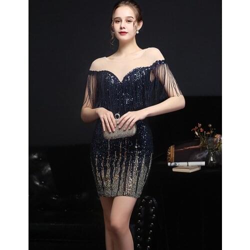 2021 New Off Shoulder Sexy Sequin Party Bodycon Dress Women Backless Evening Dress Simplicity Fashion elegance