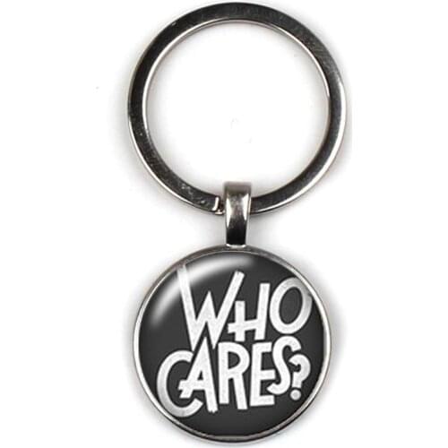 New Creative Encouragement Text Pendant Keychain Glass Round Jewelry Keyring Men and Women Sample Keychain Friends Souvenir Gift