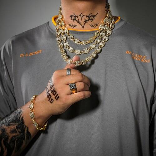 Coffee Bean Necklace Pig Nose Chains Crystal Fashion Gift Luxury Heavy 46-50-60cm Size Long Chokers Chain Jewelry For Man Women