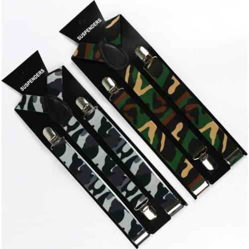 Winfox Camo Mens Trouser Suspenders 1 Inch Wide Y-Shape Army Green Camouflage Suspenders Mens Braces