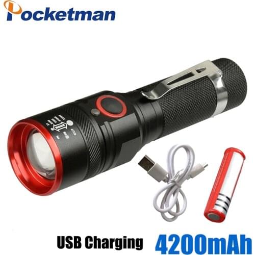 8000LM Powerful XM-L T6 LED Flashlight USB Rechargeable Flashlights Waterproof Torch Camping Flashlight Use 18650 Battery