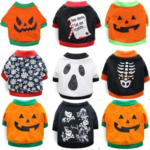 Halloween Christmas Dog Shirt Autumn Cotton Soft Pet Vest York French Bulldog Clothes Dog Cat Shirts for Small Medium Dog Girl