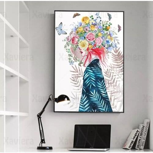 Hand-Painted Canvas Print Abstract Art Flower Fairy Wall Art Girl Picture Home Decor Living Room Bedroom Mural Girly Room Decor