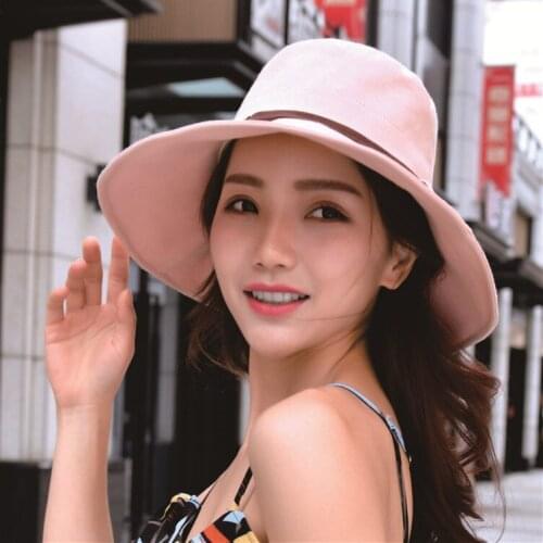 2021 new fedora hat women large brim Hat Female Lady Bucket Hat hat summer woman Anti-UV Panama Summer Sun Cap Viseira hat vint