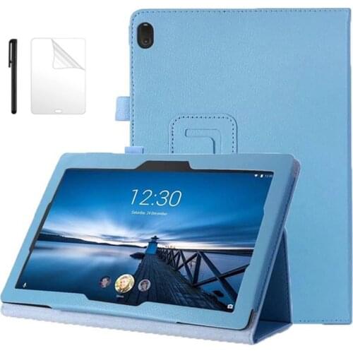 Litchi Style PU Leather Folding Stand Cover Case for Lenovo TAB E10 TB-X104F 10.1 inch 2018 Release Tablet case+film+pen