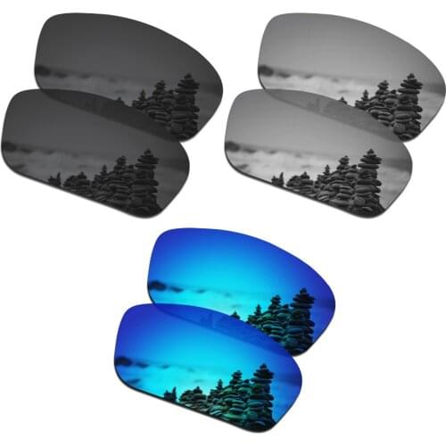 SmartVLT 3 Pairs Polarized Sunglasses Replacement Lenses for Oakley Straightlink Stealth Black and Silver Titanium and Ice Blue
