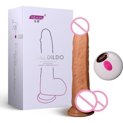 Strapon Dildo Remote Control Realistic Penis Automatic Telescopic Rotating Heating Strap On Dildo Vibrator Sex Toys For Woman