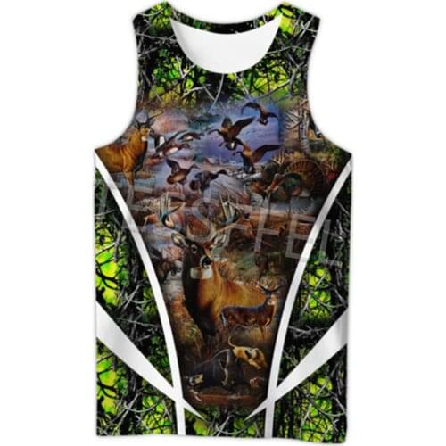 Tessffel 3D Printed Deer Hunting Hunter Forest Animal Summer Vest Harajuku Street Casual Clothing Top Style6