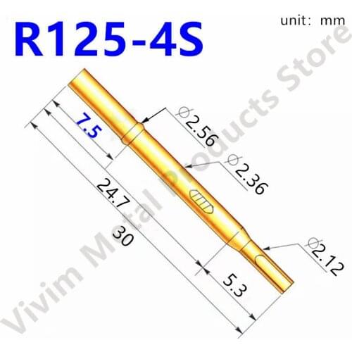 Test Pin R125-4S Test Needle Sleeve Probe Sleeve Length 30mm Needle Seat Spring Detection Metal Test Needle