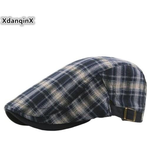 XdanqinX 2019 New Autumn Womens Cotton Linen Berets Colorful Lattice Mens Thin Breathable Sports Caps Snapback Cap Couple Hats