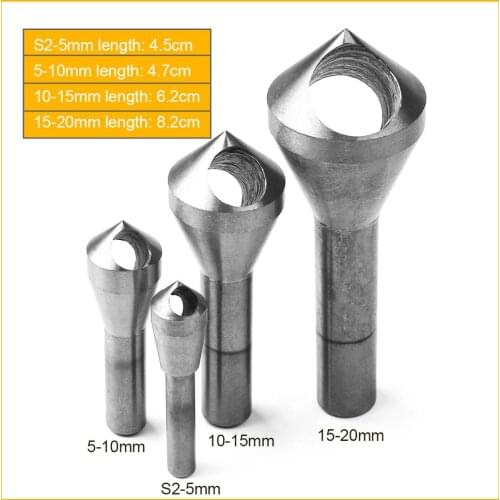 4Pcs HSS Chamfer Countersink Deburring Drill Bit Set Crosshole Cutting Metal Tool 2-5mm 5-10mm 10-15 mm 15-20mm