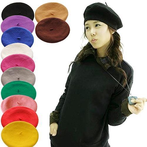 Women Girl Solid Color Warm Winter Knitted Berets French Artist Beanie Hat Ski Cap New Year Gifts Boinas Mujer Wild Korean wool