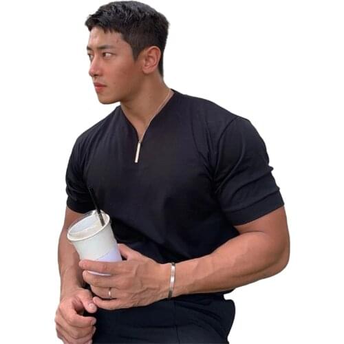 2021 New Arrived V neck short sleeve men t shirt Slim Fit t-shirt men Skinny casual summer tshirt camisetas hombre M-3XL