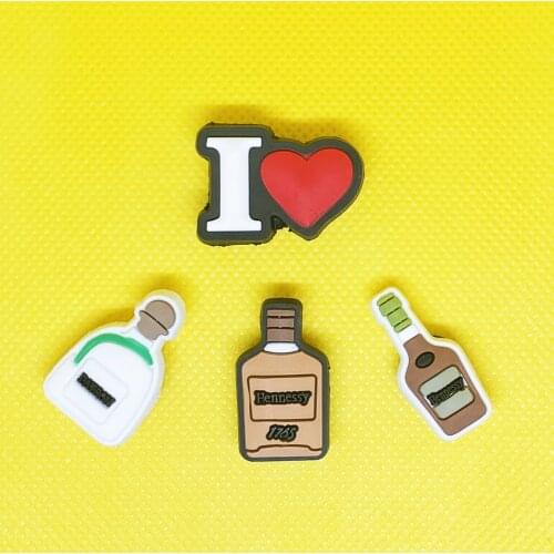 4PCS/SET Wine Bottle Shoe Charms Shoes Accessories Decoration Fit Croc Jibz Party Kids Gifts