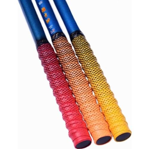4pcs Fishing Rod Gradient Colorful Handle with Keel Hand Glue Badminton Racket Non-slip Sweat-absorbent Belt Grip Wrap Belt