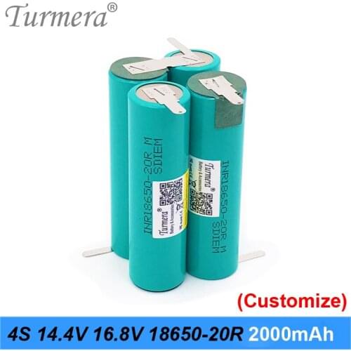 4S1P 4000mAh 20A Battery Soldering Battery 14.4V 16.8V INR18650-20RM for 16.8V Screwdriver Shrika and Vacuum Cleaner Use Turmera
