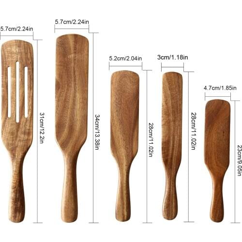 5pcs Spatula Teak Natural Wood Tableware Spoon Colander Spoon Special Nano Soup Skimmer Cooking Spoon Wooden Kitchen Tool Kit