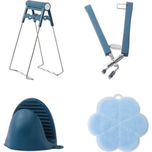 6 Pcs Multifunctional Hot Plate Bowl Anti-scalding Clip Set Take Bowl Clip Tray Device Silicone Insulation Mat Kitchen Tool