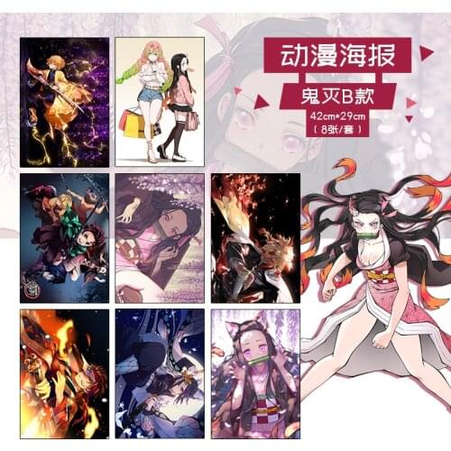 8pcs/set Demon Slayer Manga Kimetsu No Yaiba Rengoku Kyoujurou Anime Manga HD Print Wall Poster