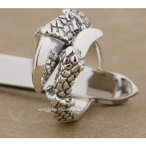 925 Sterling Silver Dragon Claw Free Size 9~11 Mens Biker Rocker Ring 9K024