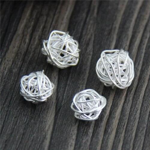 925 Sterling Silver Irregular Charm Beads DIY Fine Jewelry Findings Handcraft Knitting Wool Ball Design Spacer Beads 8.5mm 10mm