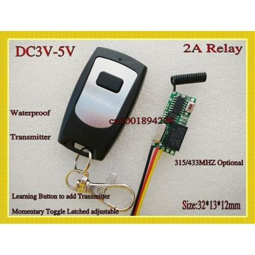 Digital Radio Remote Control Switch Mini Size DC5V Transmitter Receiver System Normally Open Comon Normally Close Learning Code