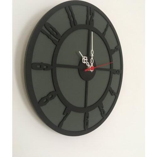North Designed Mold Green Black Circle Decorative Wall Clock 30 Cm