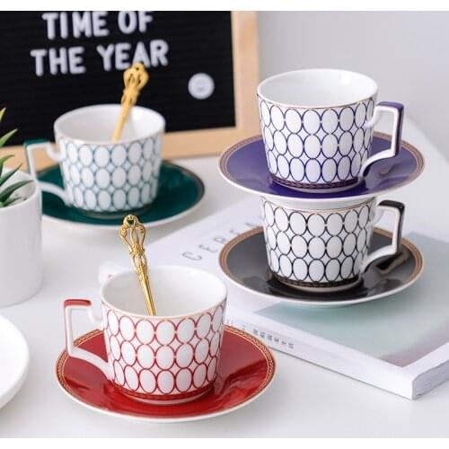 British Bone China Cup and Saucer For Coffee High Quality Porcelain Black Tea Cups Set Kitchen Party Office Tableware Home Decor